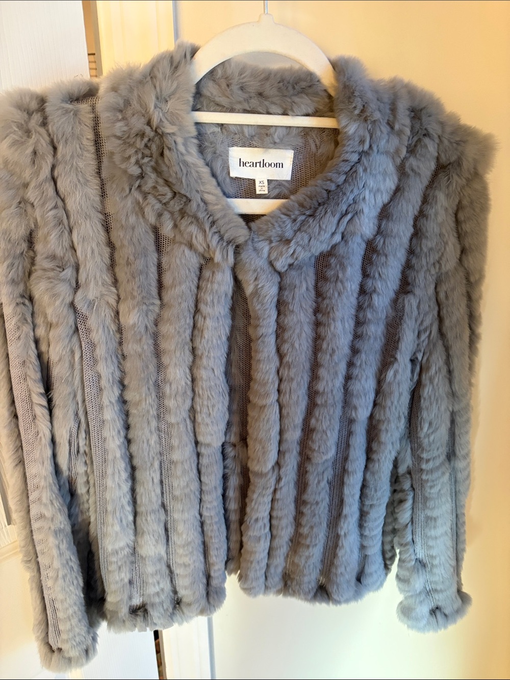 Heartloom Plush Teddy Jacket in Light Gray
